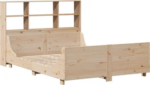 vidaXL Łóżko z litego drewna z półką bez materaca 120x200 cm - Łóżka - miniaturka - grafika 1
