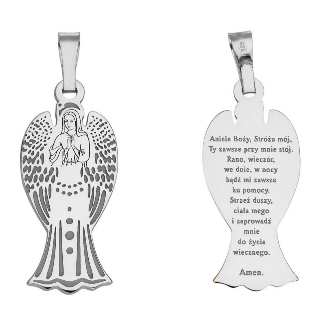 Medalik srebrny Ag 925 rodowany Anioł Opiekun MDC059R