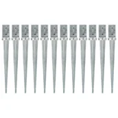 Kołki - VidaXL Kołki gruntowe, 12 szt., srebrne, 8x8x76 cm, stal galwanizowana - miniaturka - grafika 1