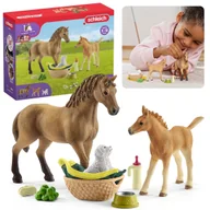 Figurki dla dzieci - SLH42432 Schleich Horse Club - Zestaw Pielęgnacyjny Klacz Quarter Horse i źrebię, figurki dla dzieci 5+ - miniaturka - grafika 1