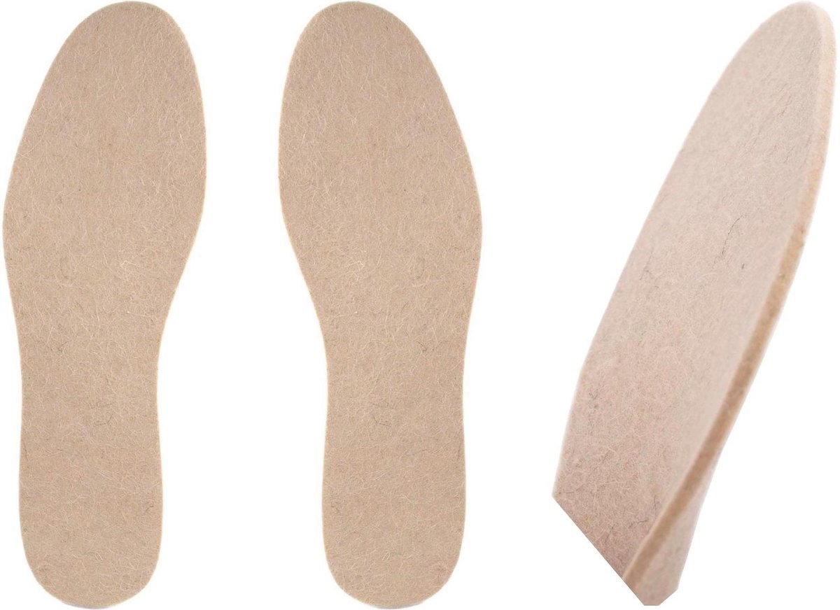 G10-96 Ciepłe NATURALNE Filcowe WKŁADKI DO BUTÓW 4 mm Zimowe WYŚCIÓŁKI - 46