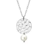 Naszyjniki - Naszyjnik z zawieszką i perełką w romantycznym stylu - Manoki - miniaturka - grafika 1