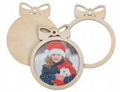 Bombki - BOMBKA Z RAMKĄ ze sklejki drewniana zawieszka 10cm - miniaturka - grafika 1