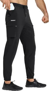 BROKIG Męskie Spodnie Dresowe Cargo Sportowe Treningowe Elastyczne Czarne M - Dresy męskie BROKIG Męskie Spodnie Dresowe Cargo Sportowe Treningowe Elastyczne Czarne M - Dresy męskie - miniaturka - grafika 1