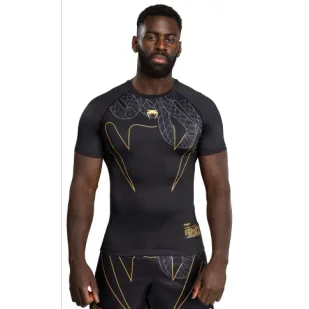 Venum Serpenti Rashguard Short Sleeve Krótki Rękaw Black/Silver/Gold - Kimona, stroje i obuwie - miniaturka - grafika 1