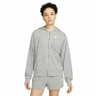 Nike Bluza damska Women's W NSW Gym VNTG Easy FZ z kapturem, DK Grey Heather/White, XS - Bluzy damskie - miniaturka - grafika 1