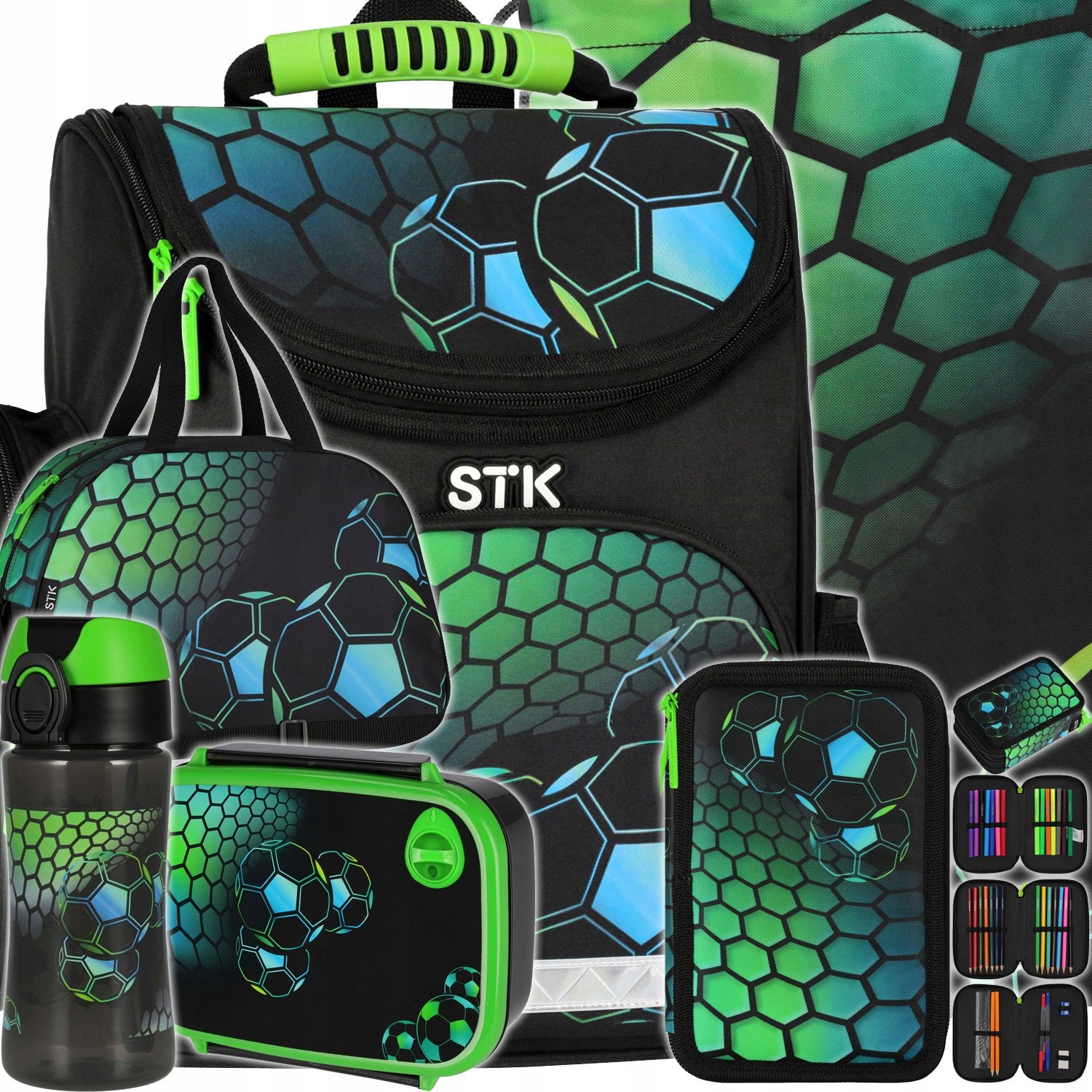 Tornister Szkolny Plecak Dla Chłopca Piłka Nożna Piórnik Trzykomorowy Torba