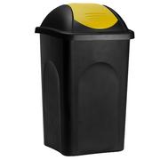 Kosze na śmieci - Kosz na śmieci Uchylny Czarny/Żółty Plastikowy 60L - miniaturka - grafika 1