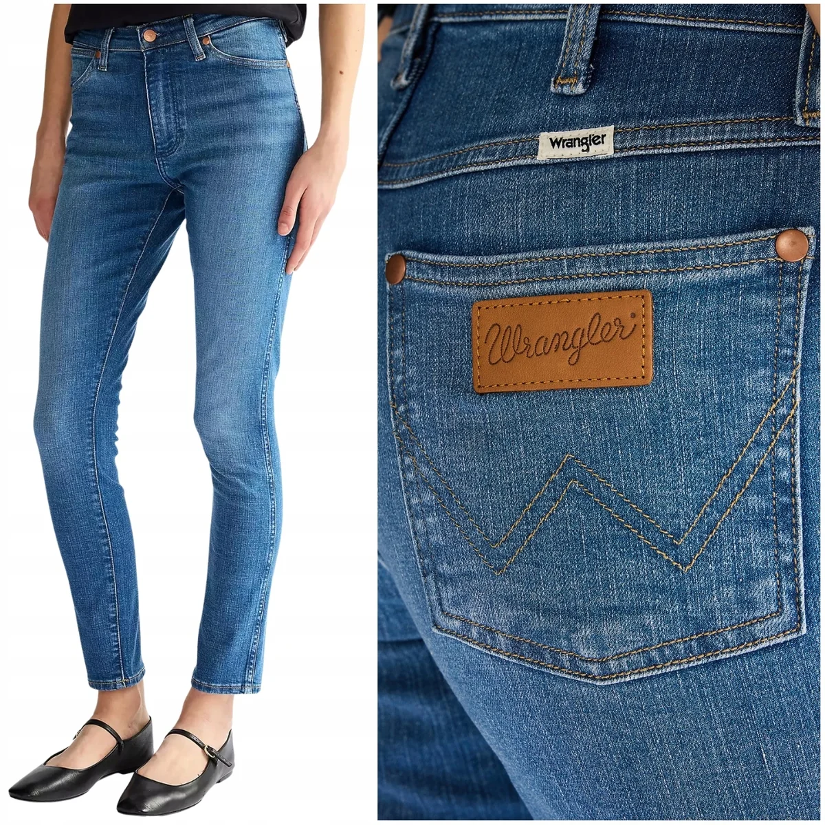 Wrangler Sienna Rebel Blue damskie spodnie jeansowe rurki 7/8 W24 L32