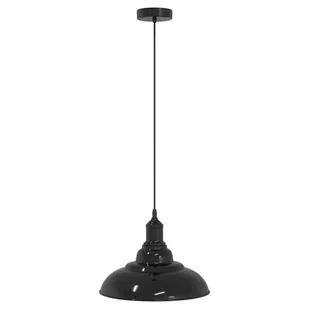 vidaXL Lampa wisząca z regulacją wysokości E27 połysk czarny metal - Lampy ogrodowe - miniaturka - grafika 1
