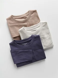 Reserved - Koszulka longsleeve z kieszenia 3 pack - granatowy - Bluzki dla niemowląt - miniaturka - grafika 1