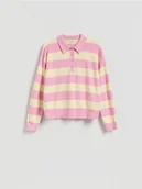 Swetry damskie - Reserved - Sweter w paski - jasnożółty - miniaturka - grafika 1