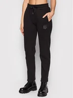 Spodnie sportowe damskie - Tommy Hilfiger Spodnie dresowe Ankle Czarny Regular Fit - miniaturka - grafika 1