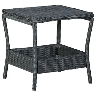 Stolik ogrodowy, ciemnoszary, 45x45x46,5 cm, polirattan - Stoły ogrodowe - miniaturka - grafika 1