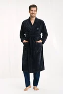 Szlafroki damskie - Szlafrok męski LUNA, granatowy, rozmiar L - miniaturka - grafika 1