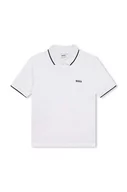 Koszulki dla chłopców - BOSS polo bawełniane dziecięce kolor biały z nadrukiem - Boss - miniaturka - grafika 1