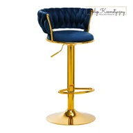 Taborety i hokery - 4Rico Hoker barowy QS-B313a aksamit granatowy - miniaturka - grafika 1