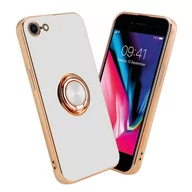 Etui i futerały do telefonów - Pokrowiec Do Apple iPhone 7 / 7S / 8 / SE 2020 Etui w Glossy Biały - Złoto magnetycznym Obudowa Case Cover Ochronny Cadorabo - miniaturka - grafika 1