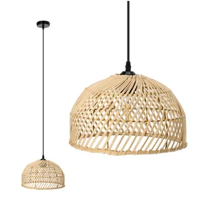 Lampa wisząca RIGA rattanowa lampa wisząca w stylu boho E27 bambusowa lampa wisząca do salonu rattanowa lampa wisząca do jadalni kolor: naturalny (Ø30cm) - Lampy sufitowe - miniaturka - grafika 1