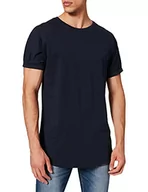 Koszulki męskie - Urban Classics Męski T-shirt Long Shaped Turnup Tee, T-shirt dla mężczyzn, dłuższy krój, dostępny w wielu wariantach kolorystycznych, rozmiary XS-5XL, granatowy, S - miniaturka - grafika 1