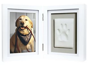 Pearhead Pet Ramka na biurko na zawiasy, pamiątka z psa lub Kate, DIY odcisk łapy, biała - Ramki na zdjęcia - miniaturka - grafika 1