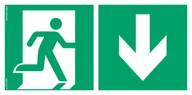 Systemy ekspozycyjne i znaki informacyjne - AE099 KIERUNEK DO WYJŚCIA EWAKUACYJNEGO W DÓŁ PRAWOSTRONNY, KS - FOLIA PODŁOGOWA FOTOLUMINESCENCYJNA; (800X400MM) - miniaturka - grafika 1