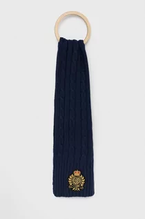 Apaszki i szaliki damskie - Lauren Ralph Lauren szalik z domieszką wełny kolor granatowy gładki - grafika 1