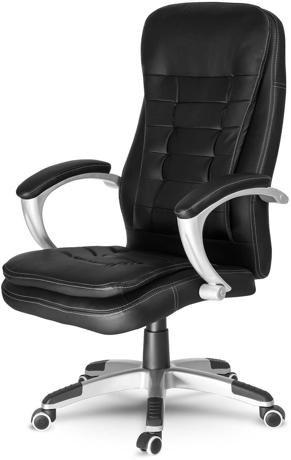 Fotel biurowy z miękkiej skóry Sofotel 322 czarny