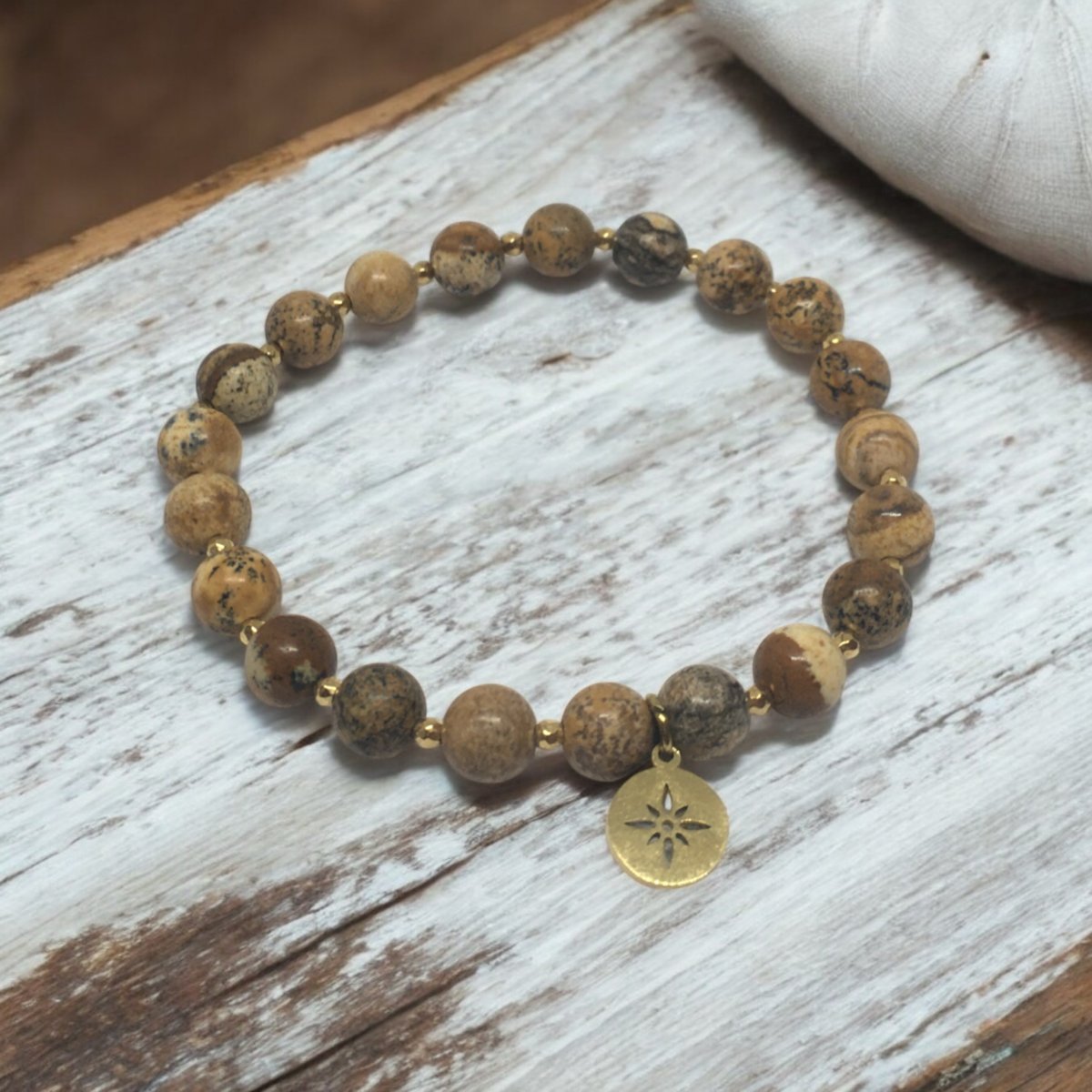 Bransoletka z jaspisu i hematytu róża wiatrów