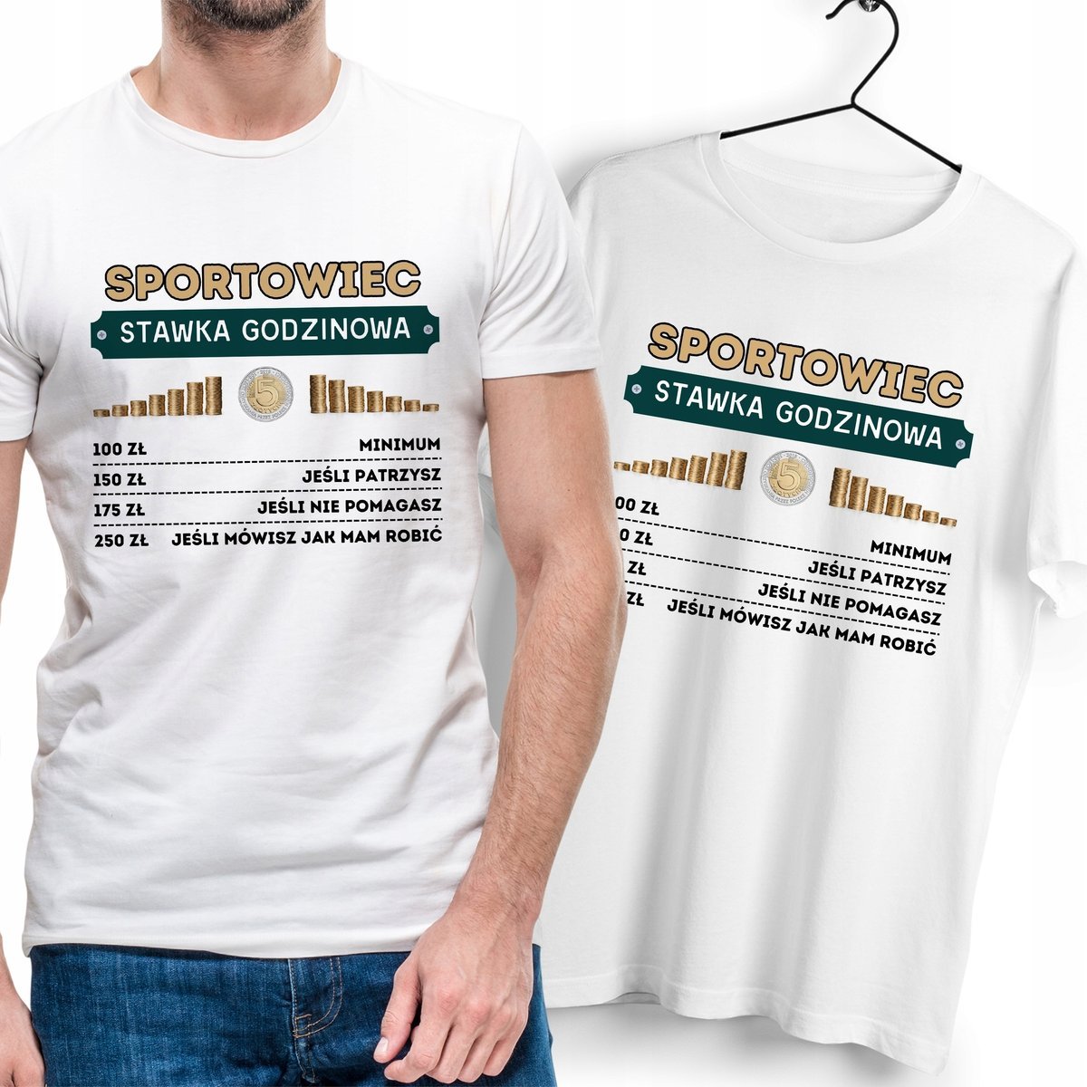 T-Shirt Dla Sportowca biały Na Prezent z Dowolnym Nadrukiem Zdjęciem Gift