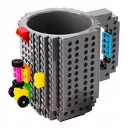 Kubki dla dzieci - Kubek Klockowy + Klocki - 350ml - kolor szary - miniaturka - grafika 1