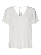 Koszulki i topy damskie - VERO MODA Damska koszulka Vmmarijune Ss Deep V-Neck Top JRS, Snow White, S - miniaturka - grafika 1