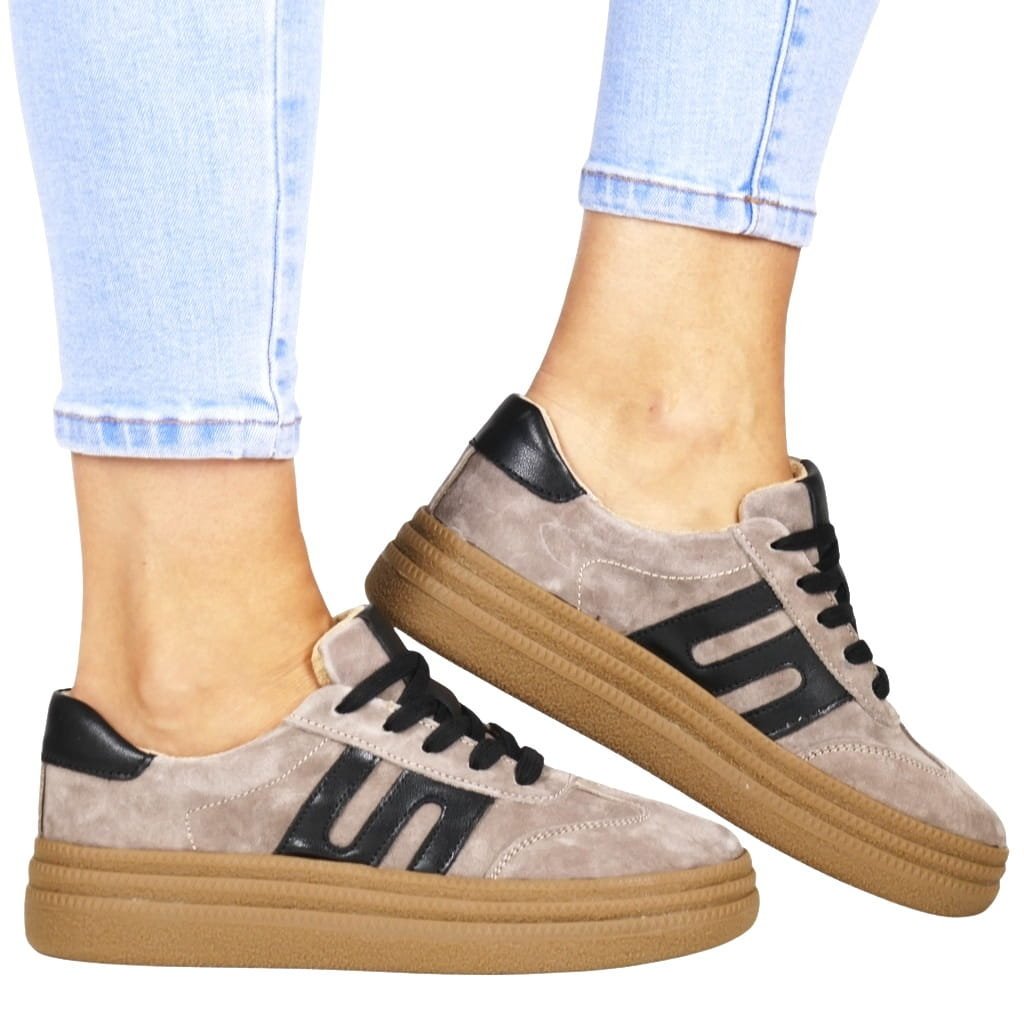 DAMSKIE SNEAKERSY SKÓRZANE FILIPPOO 7114 TAUPE BEŻOWE