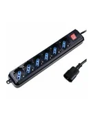 Listwy zasilające - Techly Listwa zasilająca do UPS 6 gniazd 1,5m czarna - miniaturka - grafika 1