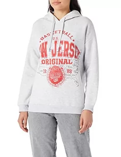 Koton Damska bluza z kapturem z nadrukiem z długim rękawem, jasnoszary (Krem) - Bluzy damskie - miniaturka - grafika 1