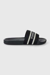Tommy Hilfiger klapki HILFIGER POOLSLIDE WITH WEBBING damskie kolor granatowy FW0FW07845 - Klapki i japonki damskie - miniaturka - grafika 1