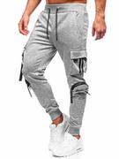 Spodnie sportowe męskie - Szare bojówki spodnie męskie joggery dresowe Denley HS7176 - miniaturka - grafika 1