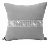 Poszewki na poduszki - Poszewka Dekoracyjna Szara Z Cyrkoniami 40X40 Mix - miniaturka - grafika 1