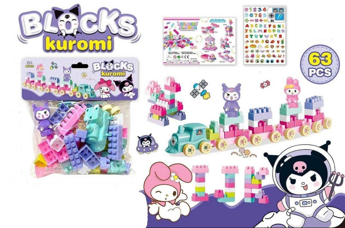 KLOCKI KONSTRUKCYJNE DLA DZIECI 63 ELEMENTY – ZESTAW Z LOKOMOTYWĄ