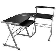 Biurka - Vidaxl narożne biurko komputerowe, czarne, 132x112x99 cm - miniaturka - grafika 1