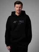 Bluzy męskie - 4F Bluza dresowa regular z kapturem męska 4F x Robert Lewandowski - czarna XXL - miniaturka - grafika 1