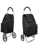 Torby i wózki na zakupy - Lekki wózek składany torba na zakupy duże łożyskowane kółka 44l CZARNY - miniaturka - grafika 1