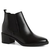 Botki damskie - Botki damskie czarne Marco Tozzi 25331 skórzane na obcasie na zamek-39 - miniaturka - grafika 1