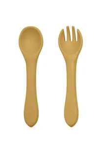 PETITE&MARS Silikonowe sztućce Take&Match - Intense Ochre 6m+ - Sztućce dla dzieci - miniaturka - grafika 1