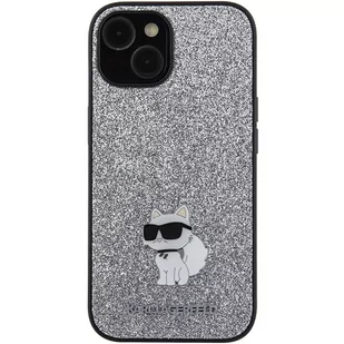 Karl Lagerfeld KLHCP15SGCNPSG iPhone 15 6.1" srebrny/silver hardcase Fixed Glitter Choupette Logo Metal Pin - Etui i futerały do telefonów - miniaturka - grafika 3