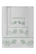 Ręczniki - Ręcznik kąpielowy DIARA 85x150 cm Biały / miętowy haft - miniaturka - grafika 1
