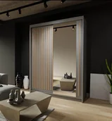 Szafy - Szafa przesuwna ROYAL 150 | Szary + lamele votan - miniaturka - grafika 1