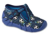 Buty dla chłopców - Kapcie dziecięce chłopięce w piłki na zapinki granatowe Befado 110P499-21 - miniaturka - grafika 1