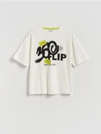 Koszulki dla chłopców - Reserved - T-shirt z nadrukiem - złamana biel - miniaturka - grafika 1