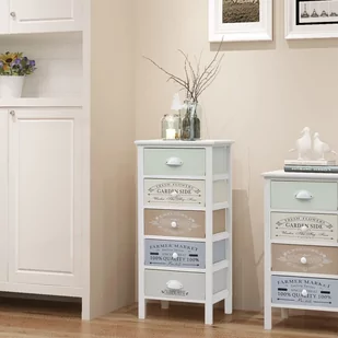 vidaXL Szafka francuska z 5 szufladami w stylu Shabby Chic, drewna - Komody - miniaturka - grafika 3